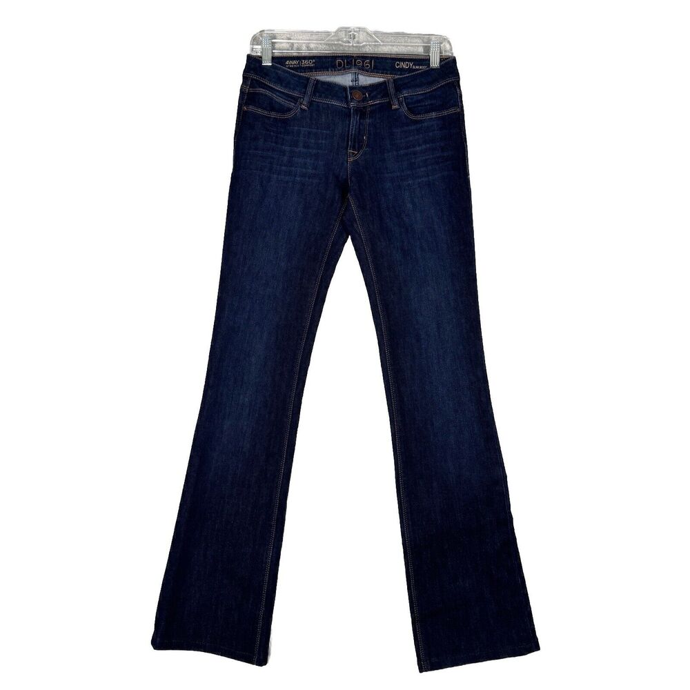 DL1961 Jeans Womens 4 27 Blue Cindy Slim Boot Dark Whiskering Fading Streetwear
